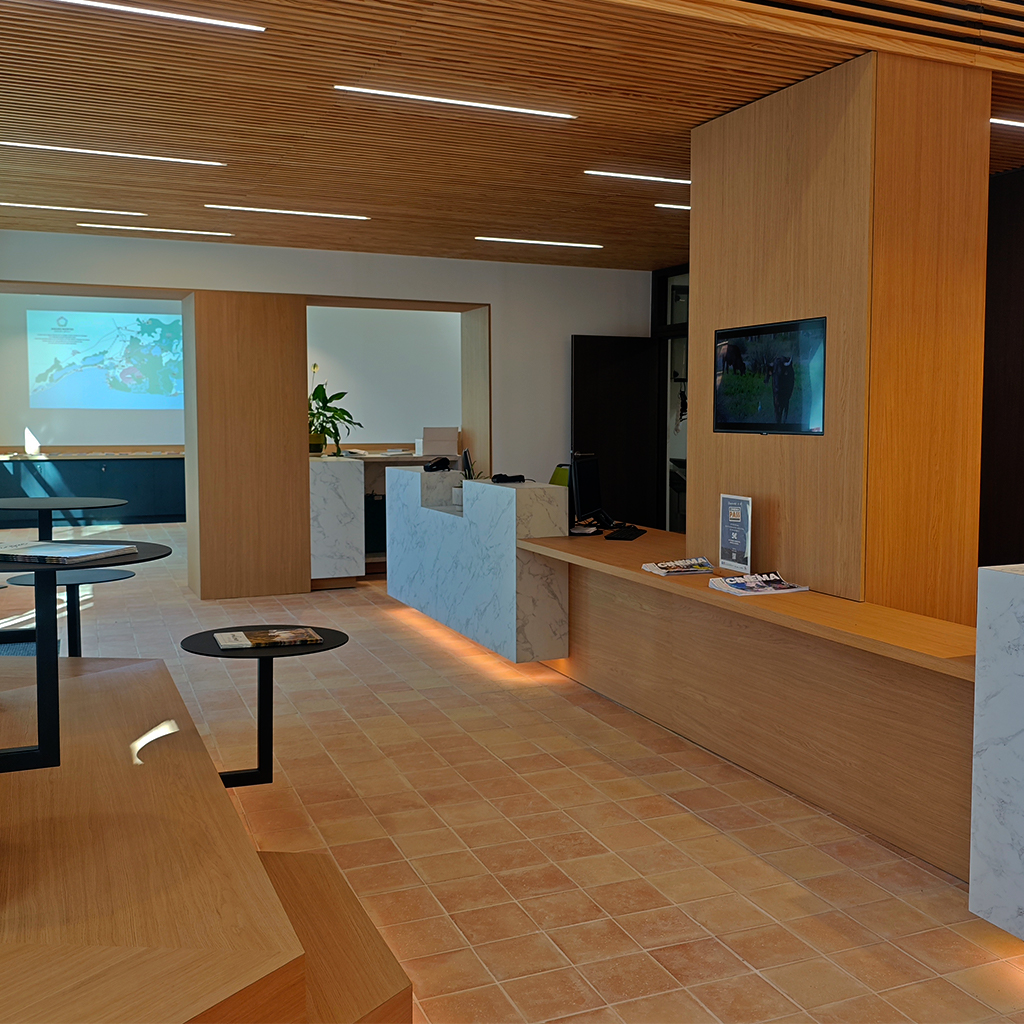 intégration audiovisuelle Aigues-Mortes accueil office de tourisme avec affichage dynamique et écran professionnel